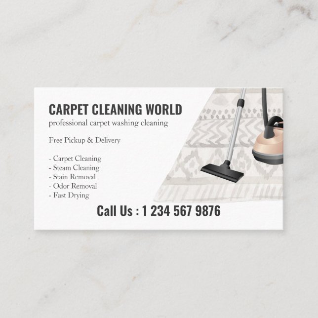 Carpet Washing Service Business Card (Front)