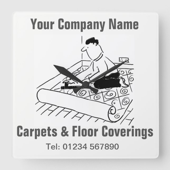 Carpets Fitters & Floor Coverings Business Square Wall Clock (Front)