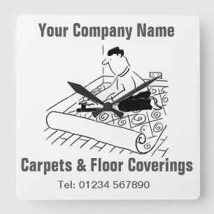 Carpets & Floor Coverings Cartoon Square Wall Clock