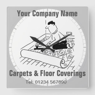 Carpets, Vinyl, Carpet Fitters, & Floor Coverings Square Wall Clock