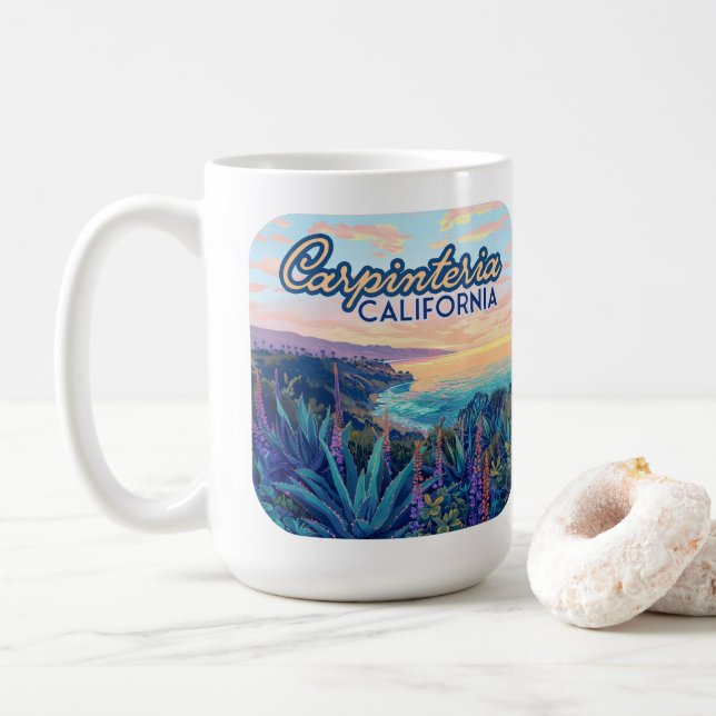 Carpinteria California Santa Barbara Ventura Beach Coffee Mug (With Donut)
