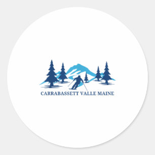 Carrabassett valley maine ski resort skiing skier classic round sticker