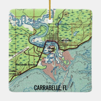 Carrabelle FL Vintage Map Ceramic Ornament