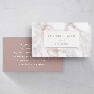 Carrara Marble Faux Rose Gold Business Card