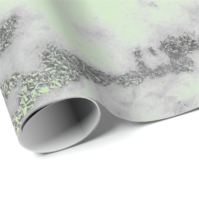 Carrara Marble Mint Green Grey Silver Minimal Wrapping Paper (Roll Corner)
