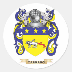 Carraro Coat of Arms (Family Crest) Classic Round Sticker