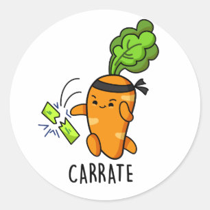 Carrate Funny Carrot Karate Pun Classic Round Sticker