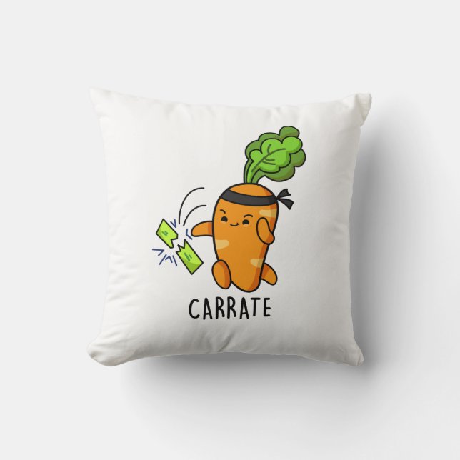 Carrate Funny Carrot Karate Pun  Cushion (Front)