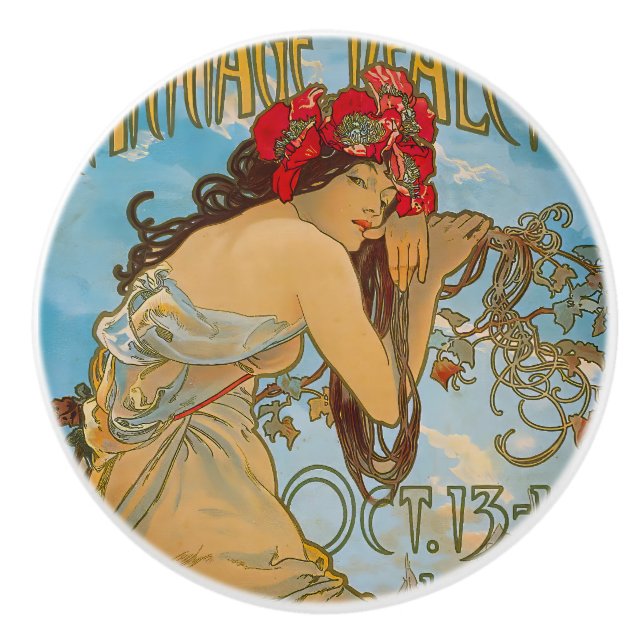 Carriage Dealers by Alphonse Mucha (1902)  Ceramic Knob (Front)