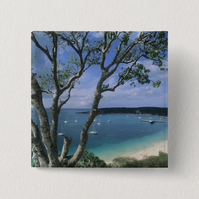 Carribean, Anguilla Island, Road Bay Harbour. 15 Cm Square Badge (Front)