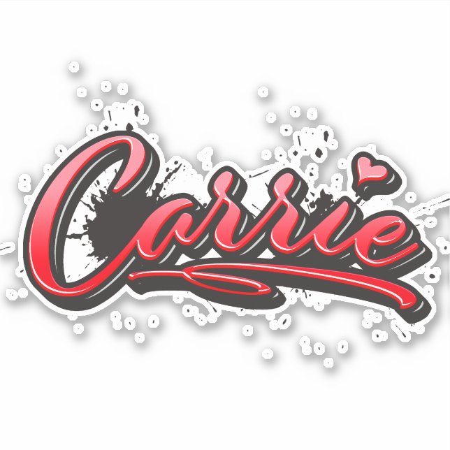 Carrie red heart graffiti sticker decal (Front)