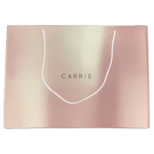 CARRIE Rose Gold Blush Pearly Minimal Gift Large Gift Bag