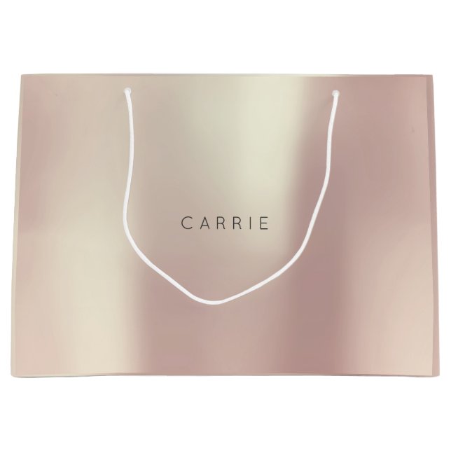 CARRIE Rose Gold Blush Pearly Minimal Gift Large Gift Bag (Front)