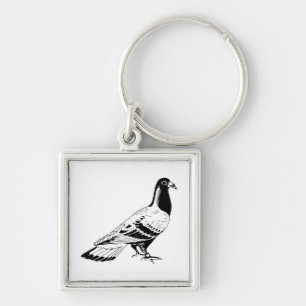 Carrier Pigeon Illustration Key Ring