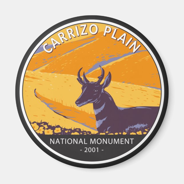 Carrizo Plain National Monument Vintage Circle Magnet (Front)