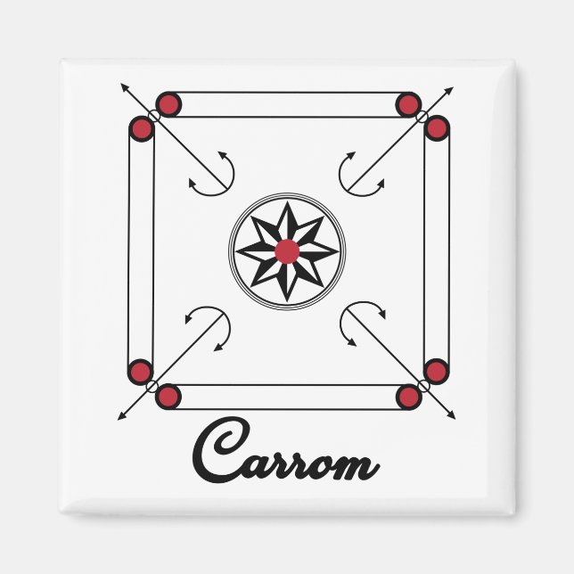 Carrom Board Indian Pakistani retro game design Magnet (Front)