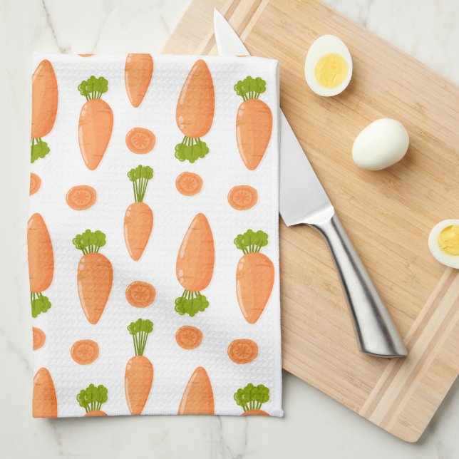 Carrot and slice pattern tea towel (Quarter Fold)