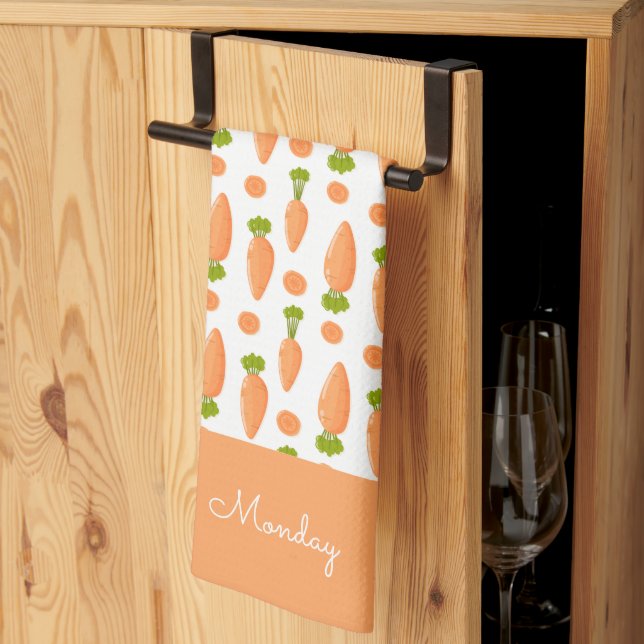 Carrot and slice pattern tea towel (Thirds Fold)