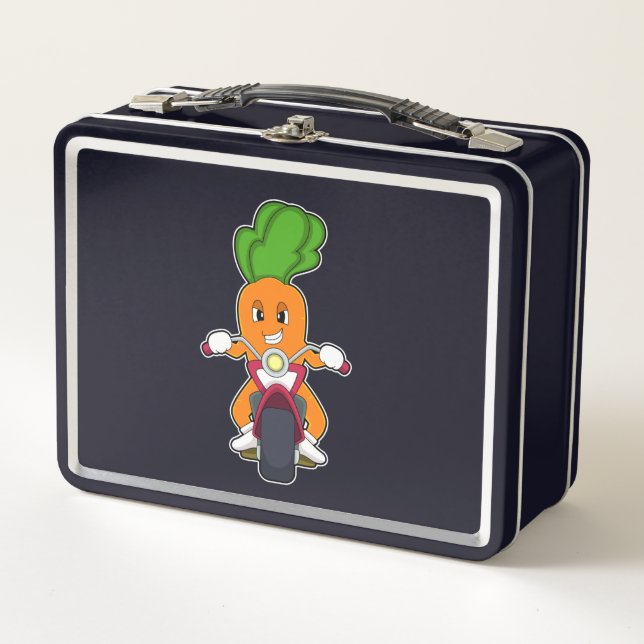 Carrot as Biker with Motorcycle.PNG Metal Lunch Box (Front)
