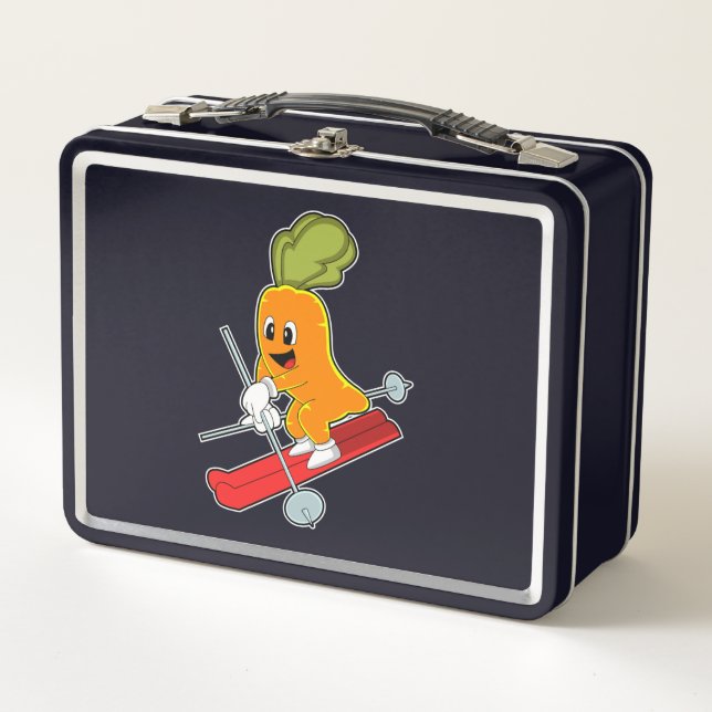 Carrot as Skier with Ski Metal Lunch Box (Front)