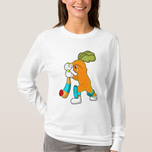Carrot at Cricket with Cricket bat T-Shirt