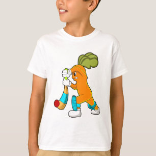 Carrot at Cricket with Cricket bat T-Shirt