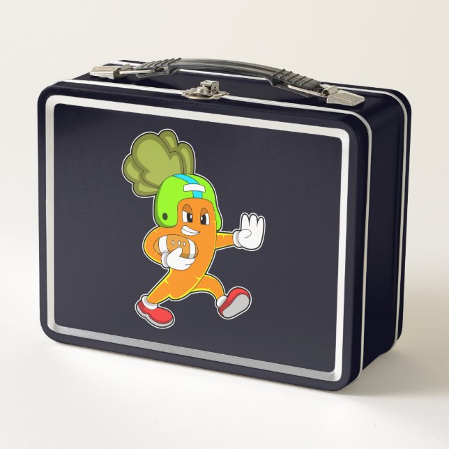 Carrot at Football Sports Metal Lunch Box (Front)