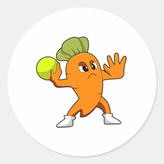 Carrot at Handball player with Handball Classic Round Sticker (Front)