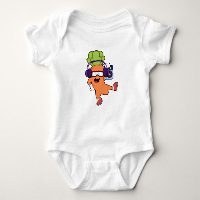 Carrot at Music with Headphone Baby Bodysuit (Front)