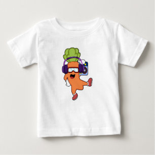 Carrot at Music with Headphone Baby T-Shirt