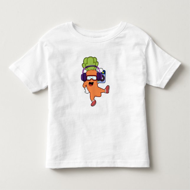 Carrot at Music with Headphone Toddler T-Shirt (Front)