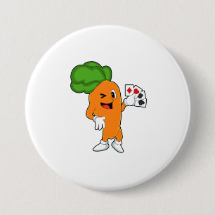 Carrot at Poker with Poker cards 7.5 Cm Round Badge