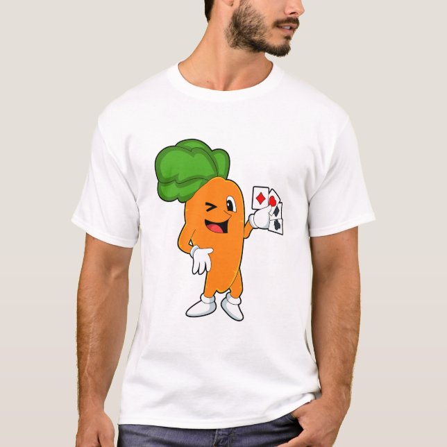 Carrot at Poker with Poker cards T-Shirt (Front)