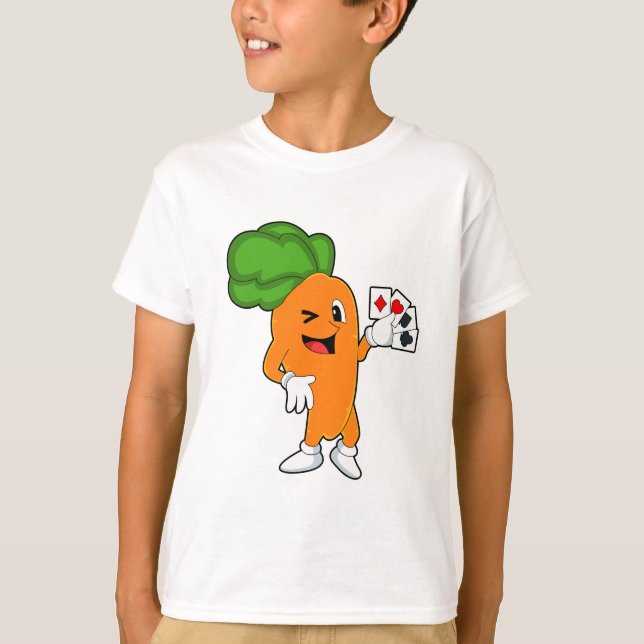 Carrot at Poker with Poker cards T-Shirt (Front)