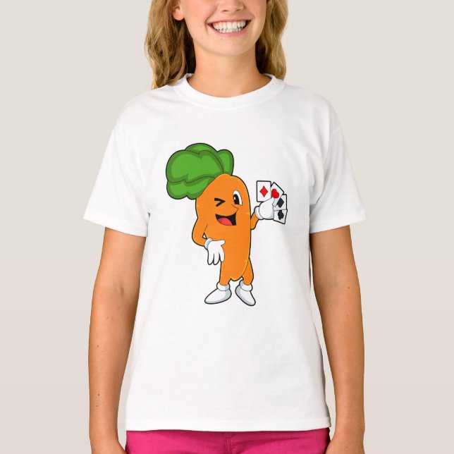 Carrot at Poker with Poker cards T-Shirt (Front)