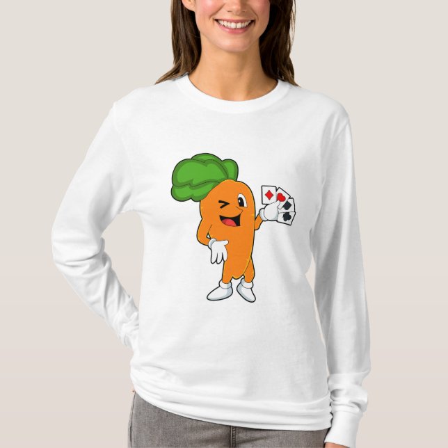 Carrot at Poker with Poker cards T-Shirt (Front)