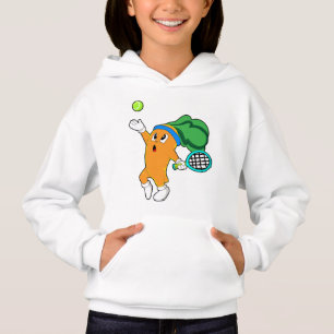 Carrot at Tennis with Tennis racket