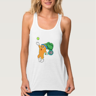 Carrot at Tennis with Tennis racket Singlet