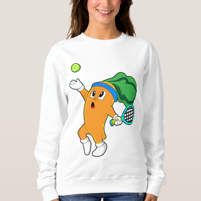 Carrot at Tennis with Tennis racket Sweatshirt (Front)