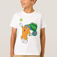 Carrot at Tennis with Tennis racket