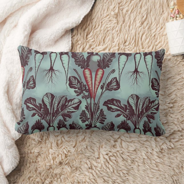 Carrot Beet Radish Parsnip Root System Botanical  Lumbar Cushion (Blanket)