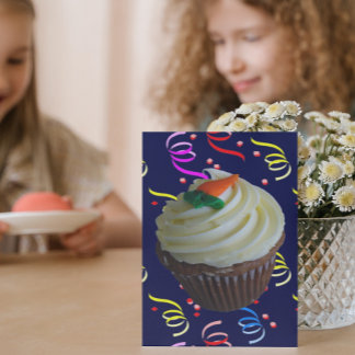 Carrot Cake Cupcake Confetti Birthday Personalised Card