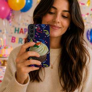 Carrot Cake Cupcake & Confetti Blue Samsung Galaxy Case