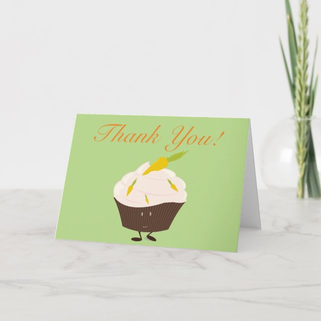 Carrot Cake Cupcake thank you Card (Front)