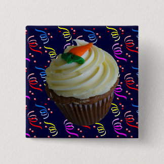 Carrot Cake Cupcake with Confetti 15 Cm Square Badge