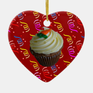 Carrot Cake Cupcake with Confetti Ceramic Tree Decoration