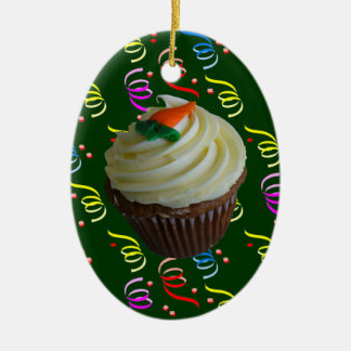 Carrot Cake Cupcake with Confetti Ceramic Tree Decoration