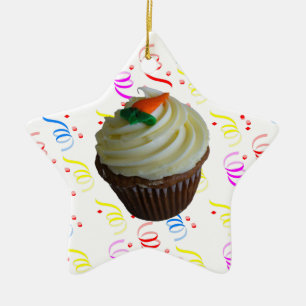 Carrot Cake Cupcake with Confetti Ceramic Tree Decoration