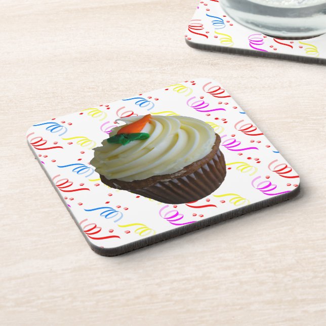 Carrot Cake Cupcake with Confetti Coaster (Left Side)