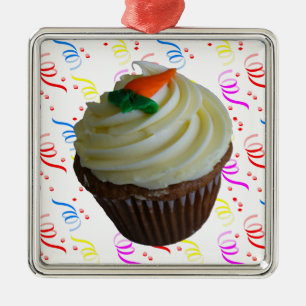 Carrot Cake Cupcake with Confetti Metal Tree Decoration